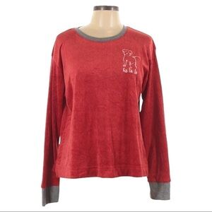 🌺 ED Ellen Degeneres Sueded Fleece Super Soft Christmas Fa-La-La Pajama Top L